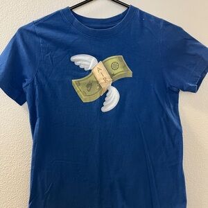 Nike Kids Blue Tee with Winged Money Graphic